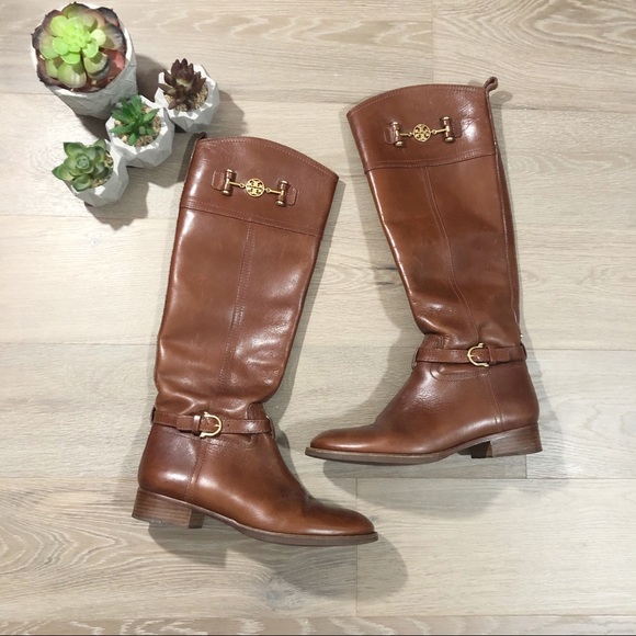 Tory Burch Shoes - TORY BURCH Brown Leather Whipstitch Trim Riding Boots 8M